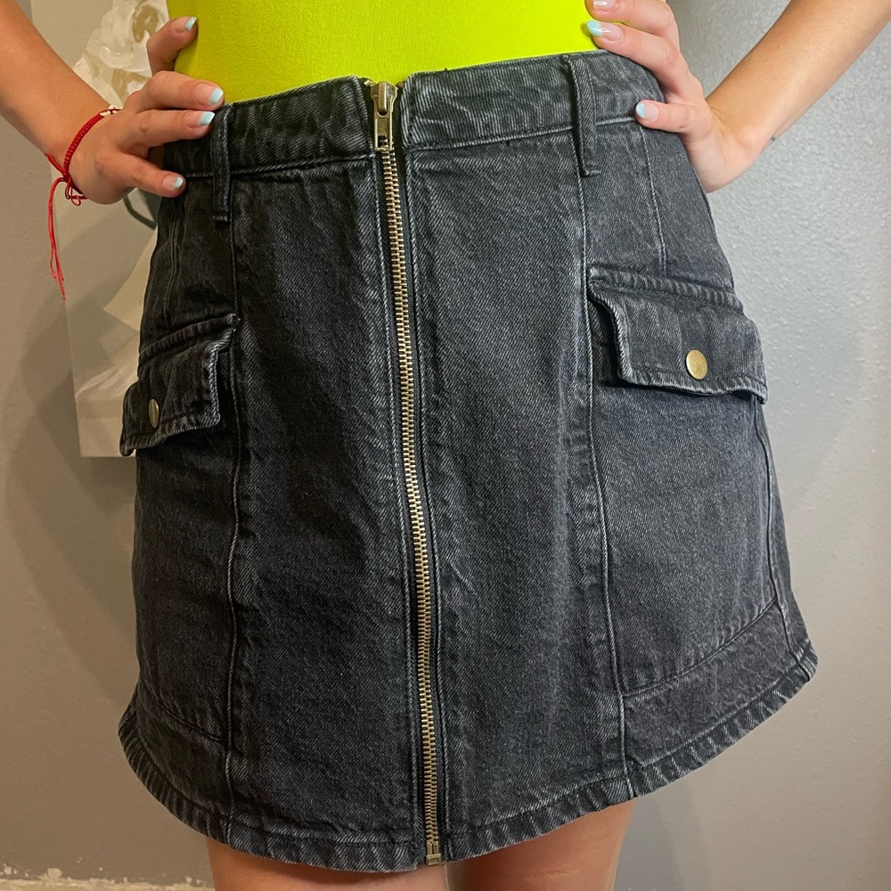 Forever 21 Black distressed jean mini skirt